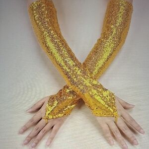 Gold Sequin Finferless GLOVES